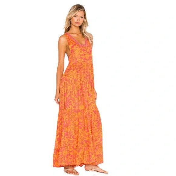 new  Free People Tiers For You printed maxi dress  491an - Picture 4 of 8